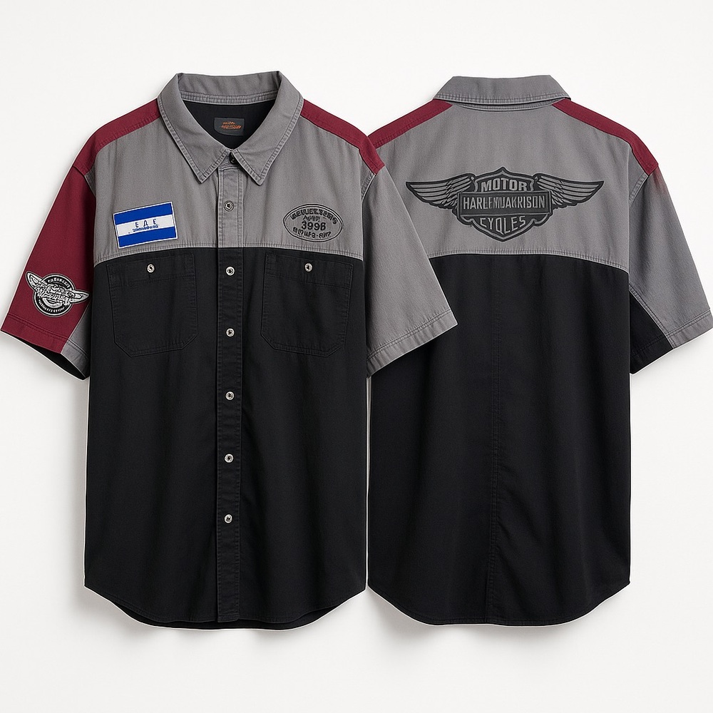 Harley-Davidson Genuine MotorClothes Garage Mechanic Work Shirt W/ Honduras Flag